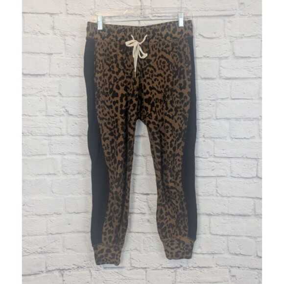 Philanthropy Leopard Print Black racer stripe Sz Small Barkley Joggers Pants - Picture 1 of 9